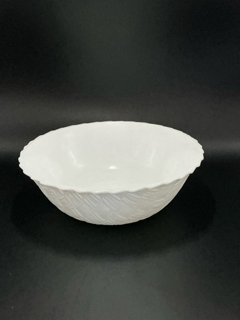 Milk Glass Basket Weave White Decorative Ceramic Bowl